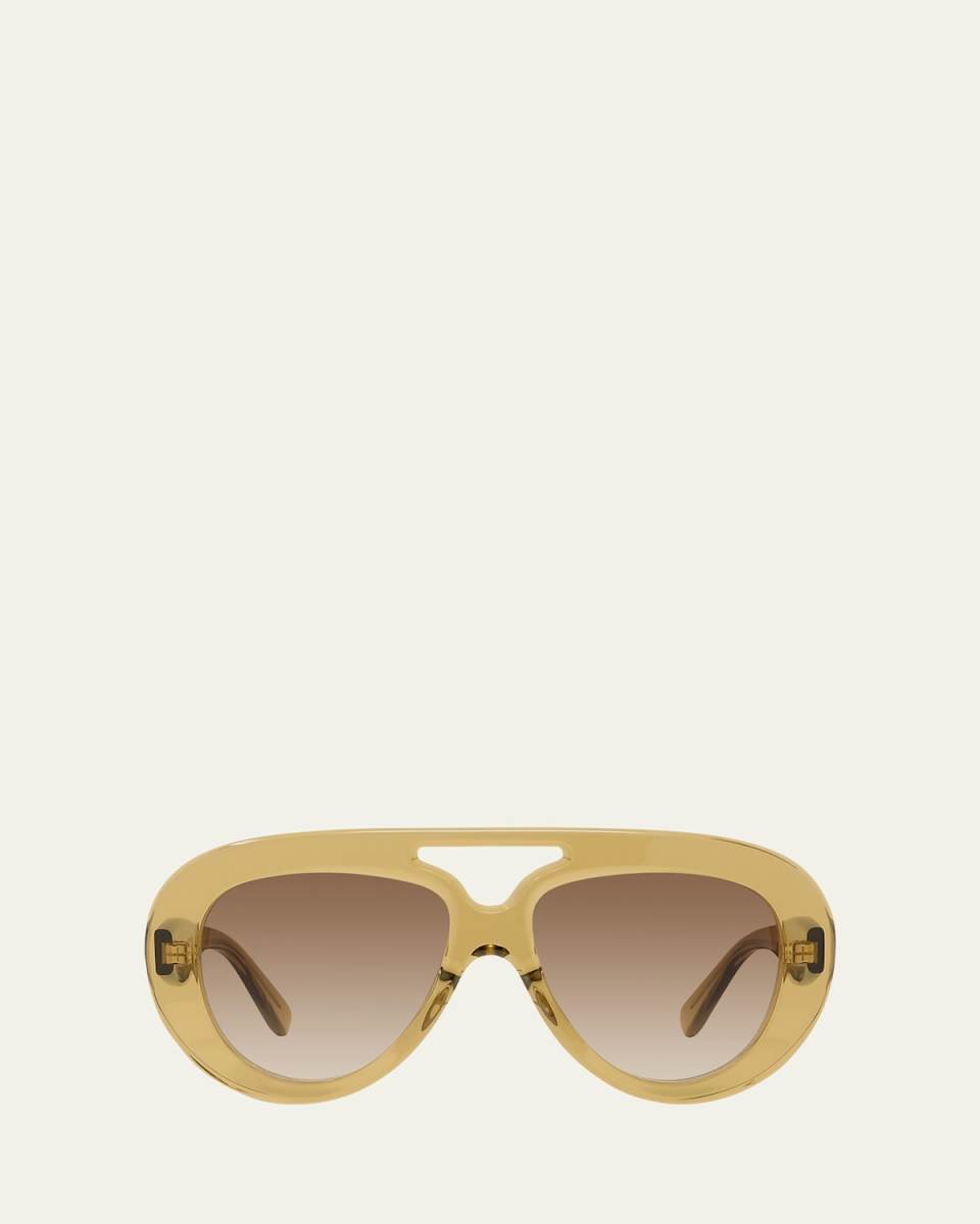 Curvy Logo-Print Acetate Aviator Sunglasses